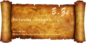Belovay Zsinett névjegykártya